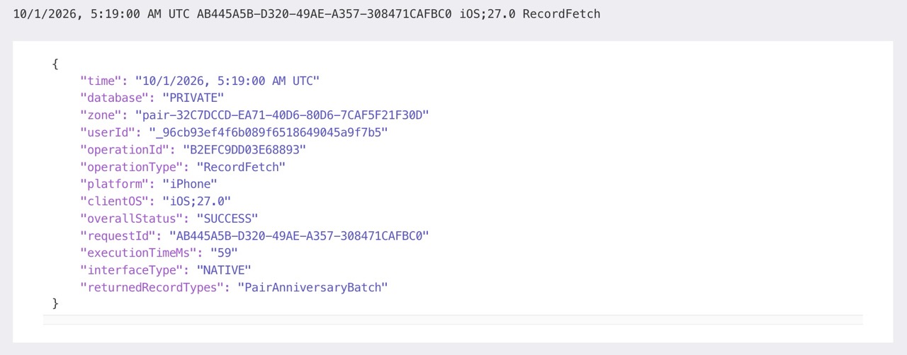 Warmth CloudKit Log